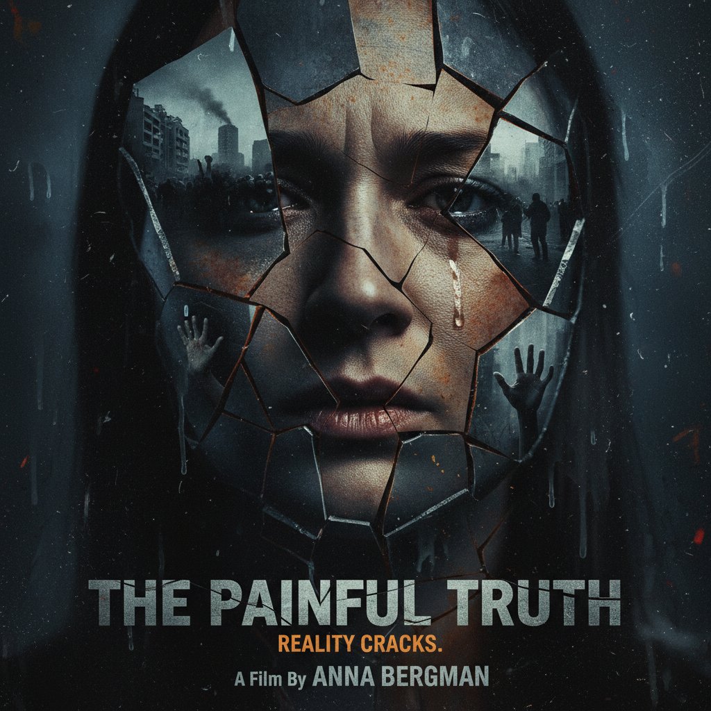 Montage of modern film posters dissolving into gritty reality, modern painful truth movies