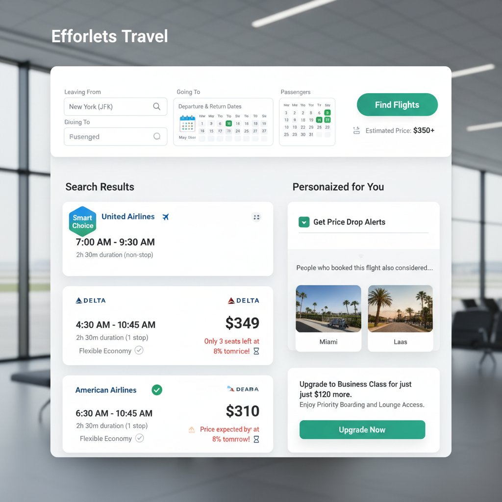 Intuicyjny interfejs wyszukiwarki lotów wykorzystujący psychologię użytkownika z widocznymi alertami