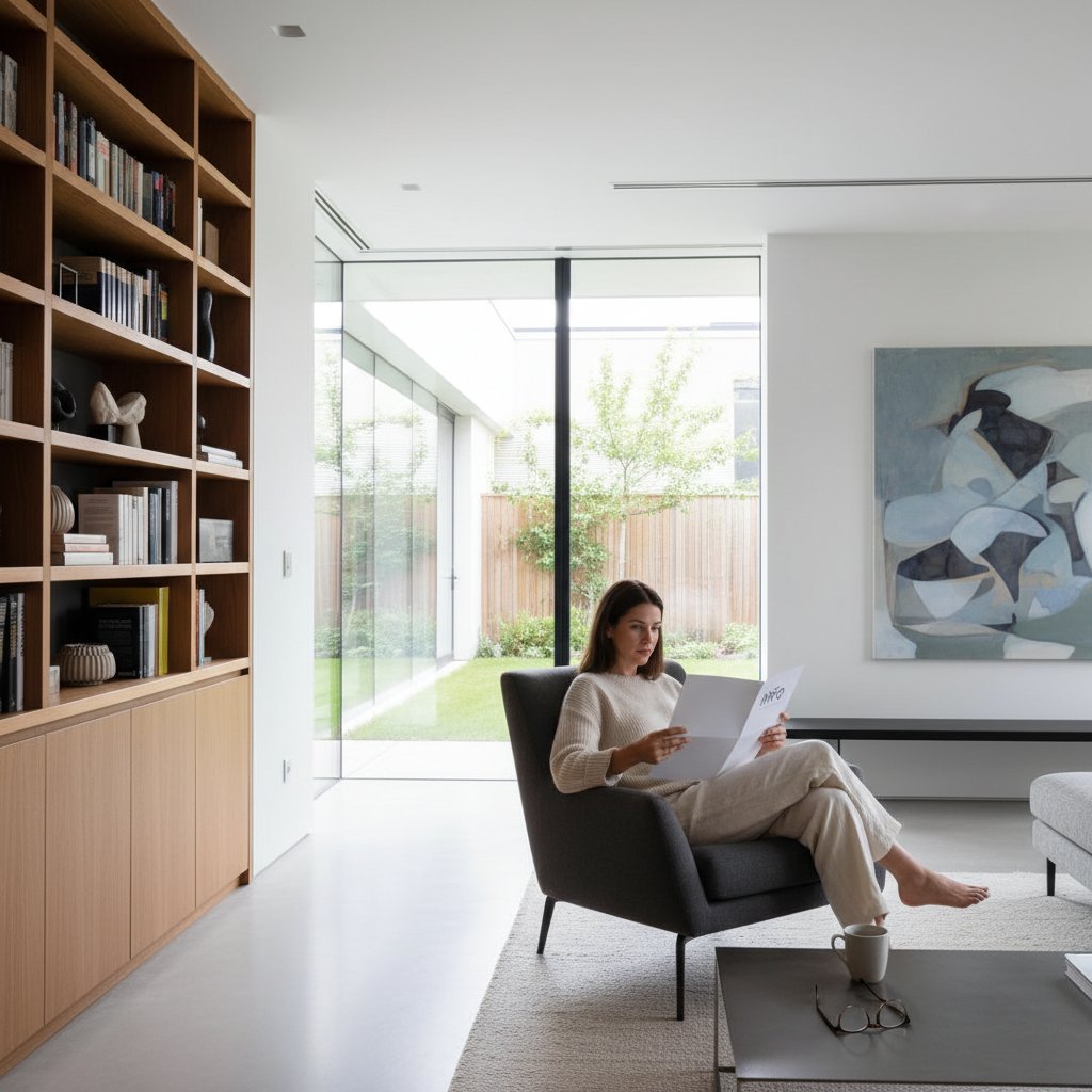 Nowoczesna domowa sceneria: osoba czytająca ulotkę o zastrzyku, przed podaniem leku