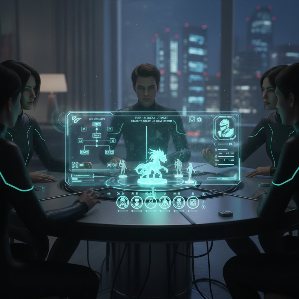 Nowoczesny interfejs symulacja.ai podczas sesji RPG online