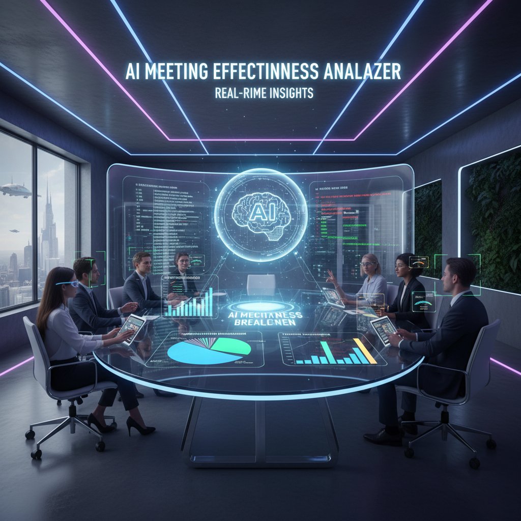 Nowoczesne biuro z AI analizującym efektywność spotkań na ekranie