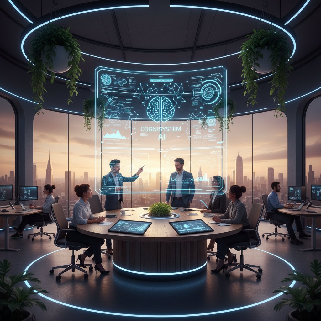 Nowoczesne biuro, AI dashboard wspiera zespoły projektowe w codziennej pracy