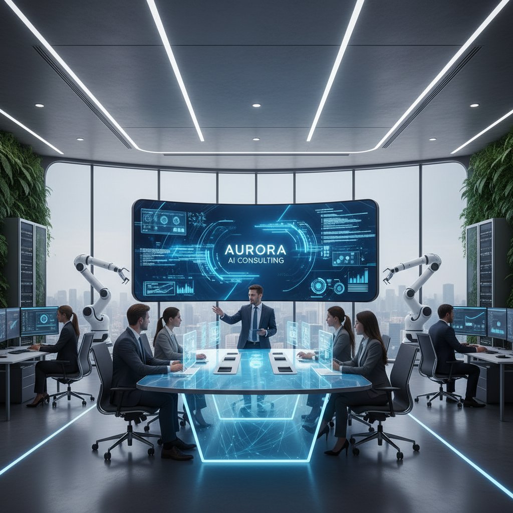 Praca z nowoczesnym narzędziem AI w biurze, symbolizująca przewagę technologii w doradztwie biznesowym