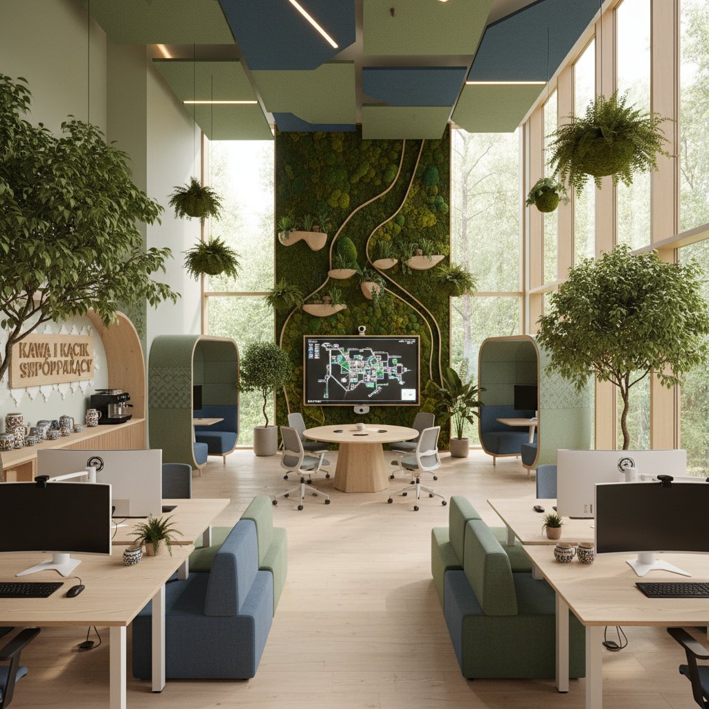 Nowoczesne biuro hybrydowe w Polsce – połączenie strefy otwartej i cichego home office
