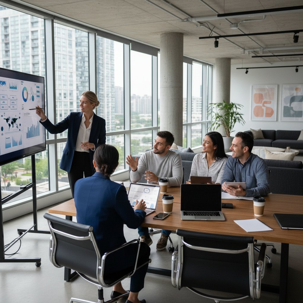 Zespół w nowoczesnym biurze podczas burzliwej dyskusji, integracja zespołu