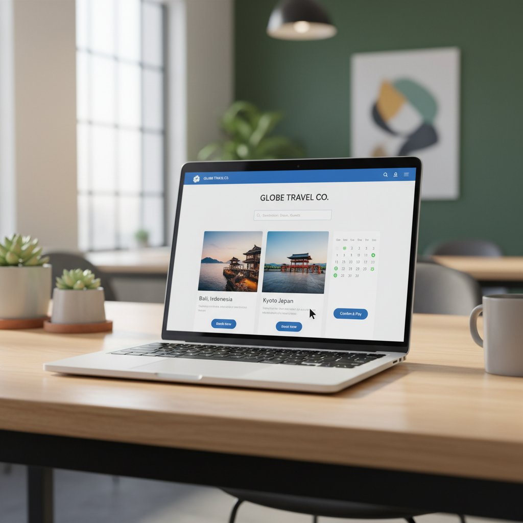 Nowoczesny interfejs systemu rezerwacji online na ekranie laptopa
