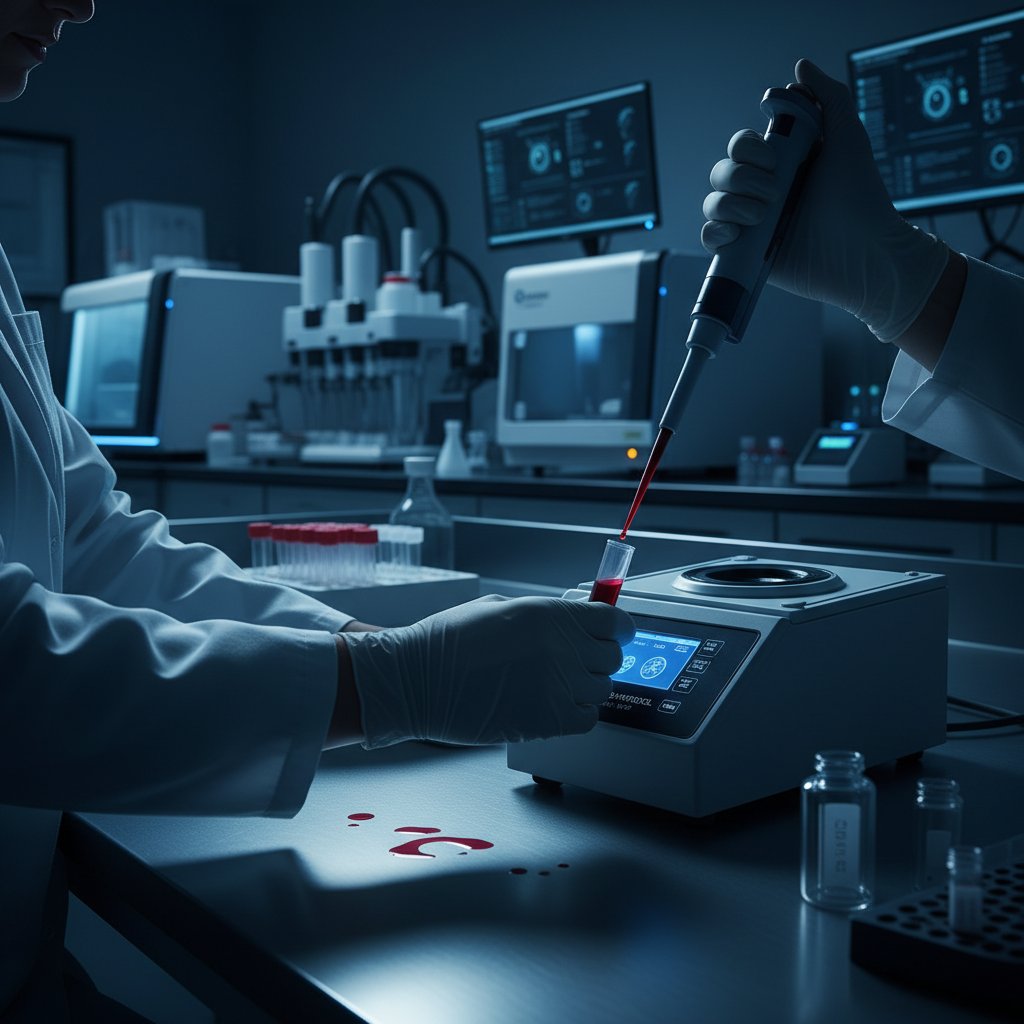 Próbka krwi przygotowywana do badania poziomu lipazy