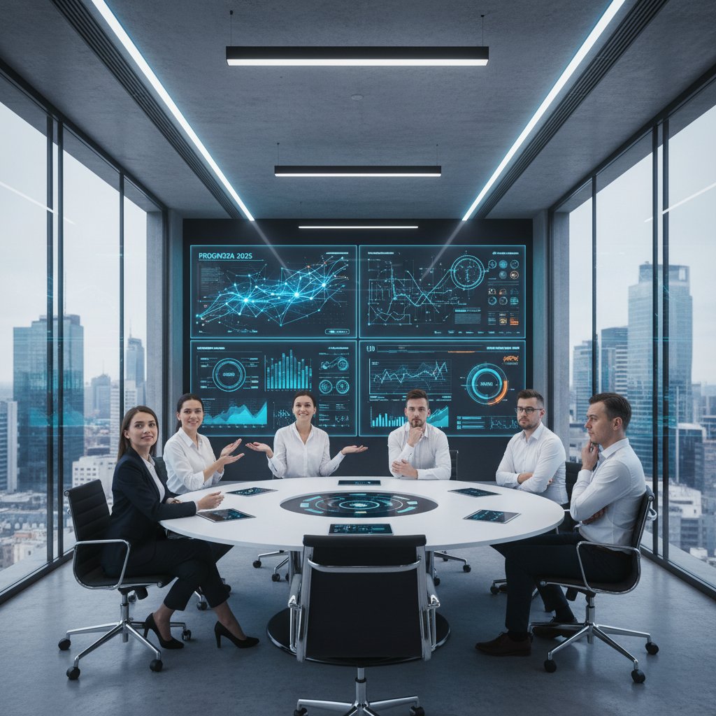 Zespół w polskim biurze analizuje wyniki wdrożenia AI