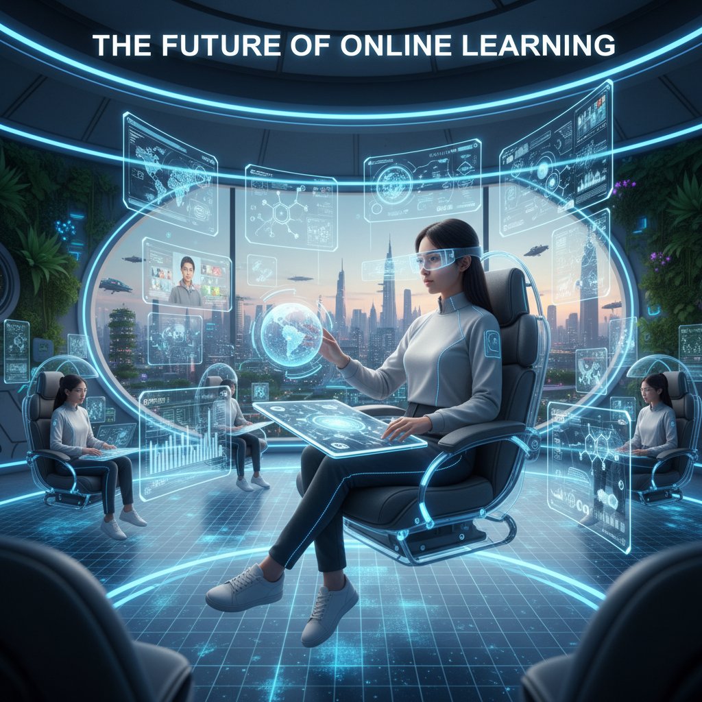 Nowoczesny uczeń korzystający z cyfrowych narzędzi edukacyjnych, przyszłość nauki online