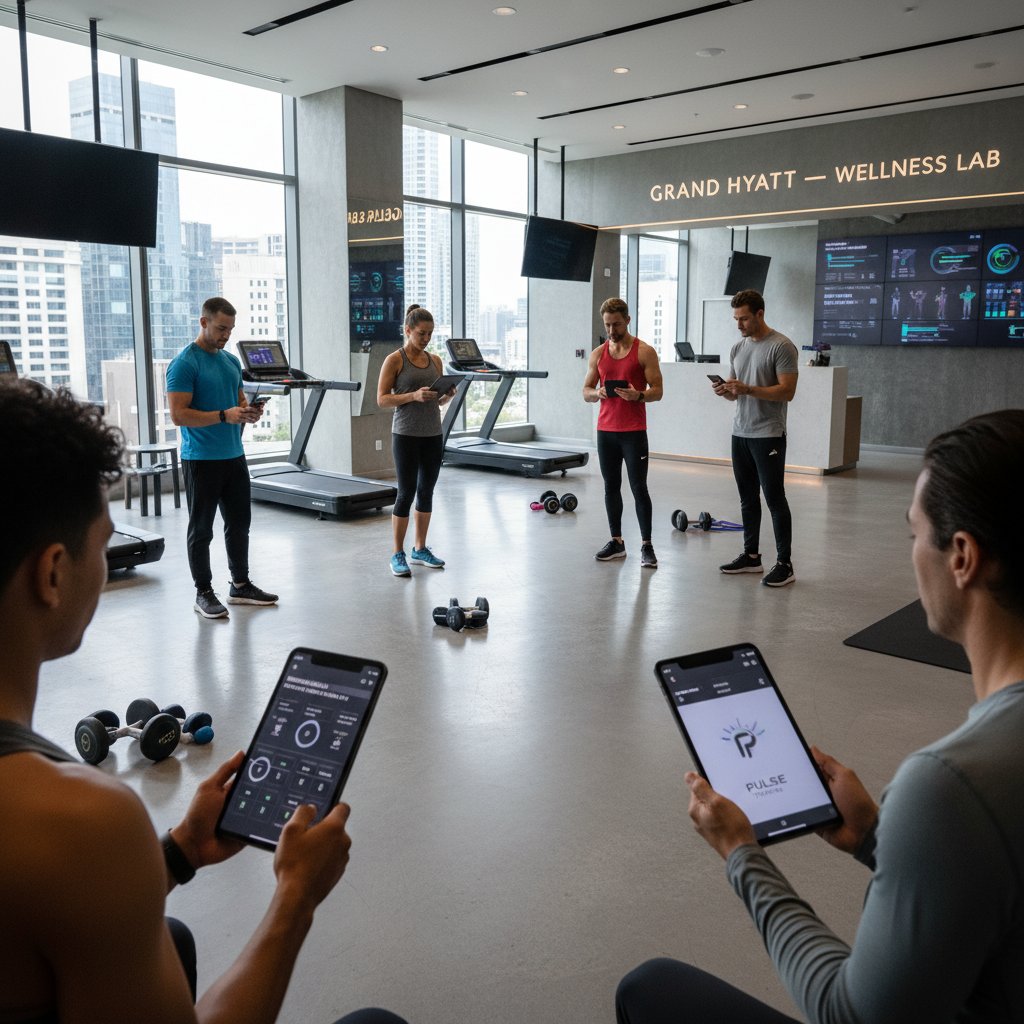 Nowoczesne szkolenie, zespół korzysta z aplikacji mobilnej do personalizacji programu