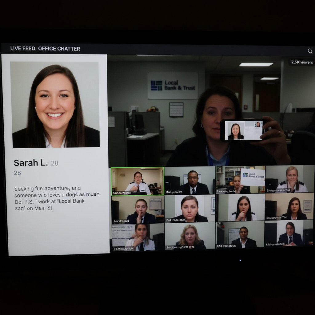 Zdjęcie monitora z wyświetlonym profilem randkowym, symbolizujące brak anonimowości w sieci