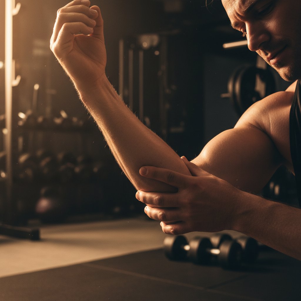 Zmęczona osoba masująca obolałe mięśnie po treningu z trenerem personalnym