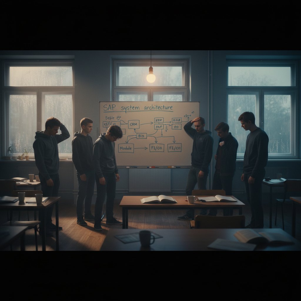 Polscy studenci zmagający się z nauką SAP w klasie, atmosfera napięcia