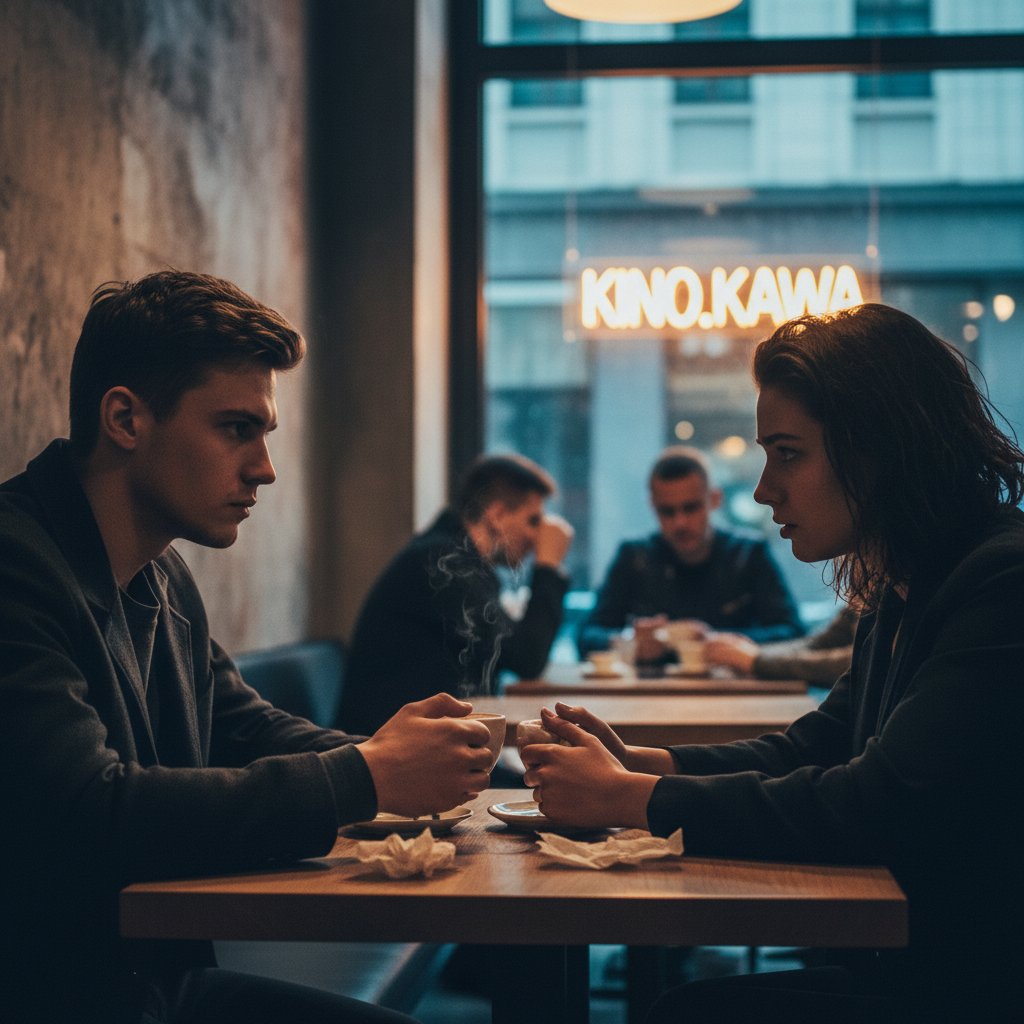 Para patrząca na siebie z dystansem w modnej warszawskiej kawiarni, randka bez chemii