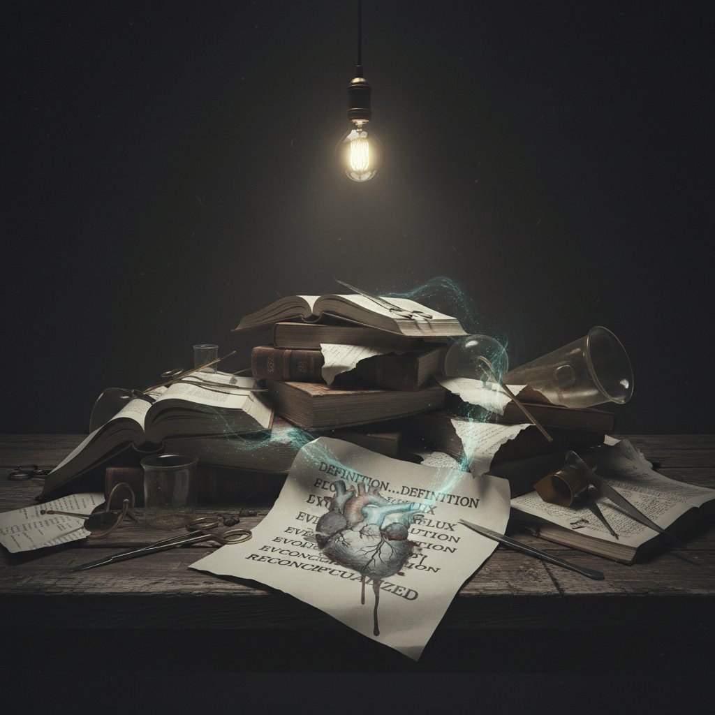 Symboliczne, zniszczone podręczniki medyczne przedstawiające zmieniające się definicje zaburzeń seksualnych