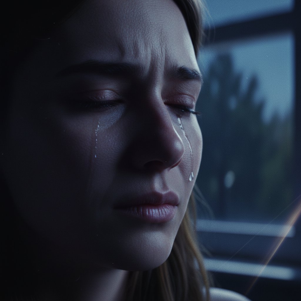 A close-up of an actor crying in a dimly lit scene from Moonlight, embodying real emotion.