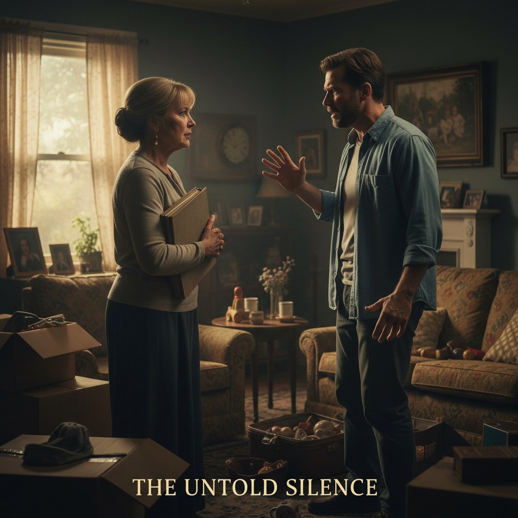 Mother and teenage son facing away from each other, tension in their posture, emotional standoff at home