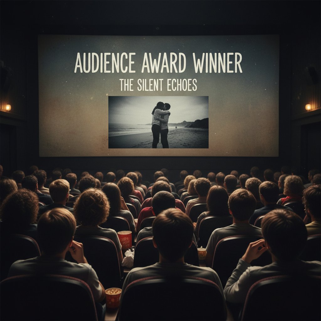 Crowded movie theater audience engrossed in a low-budget indie film screening, symbolizing cultural impact