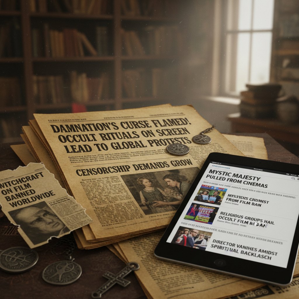 Occult movie controversy news montage with headlines on film bans and censorship