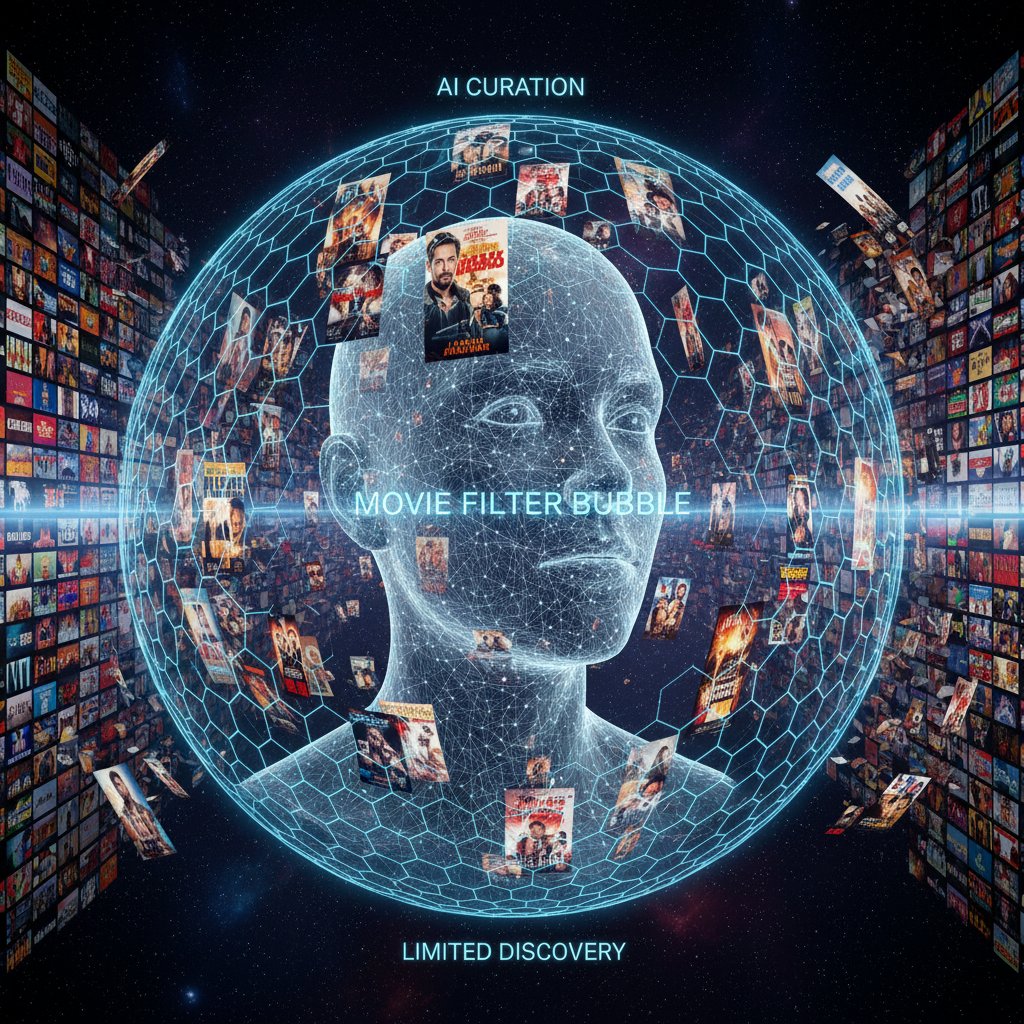 Person staring at a wall of movie posters, most titles faded except for a few repeated ones