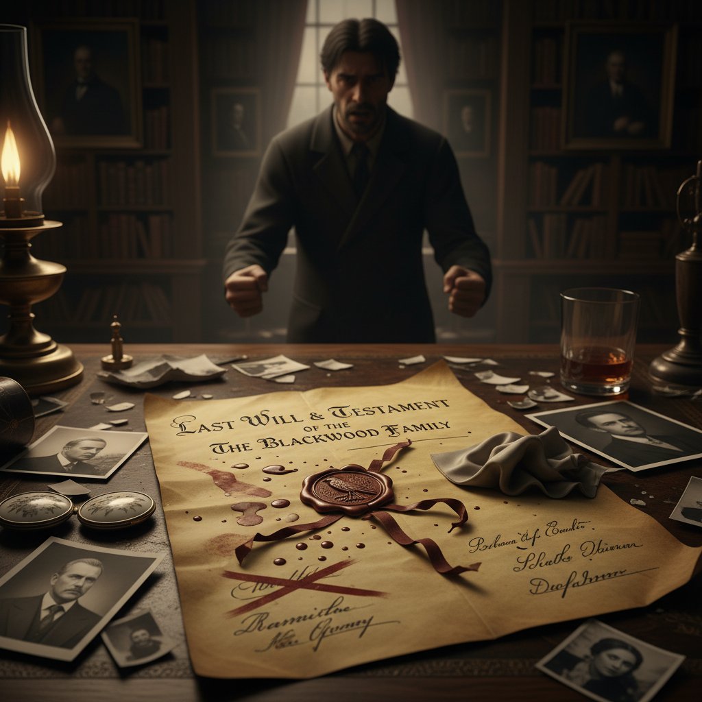 Close-up of hands holding a vintage legal document representing inheritance in movies, emphasizing suspense and legacy