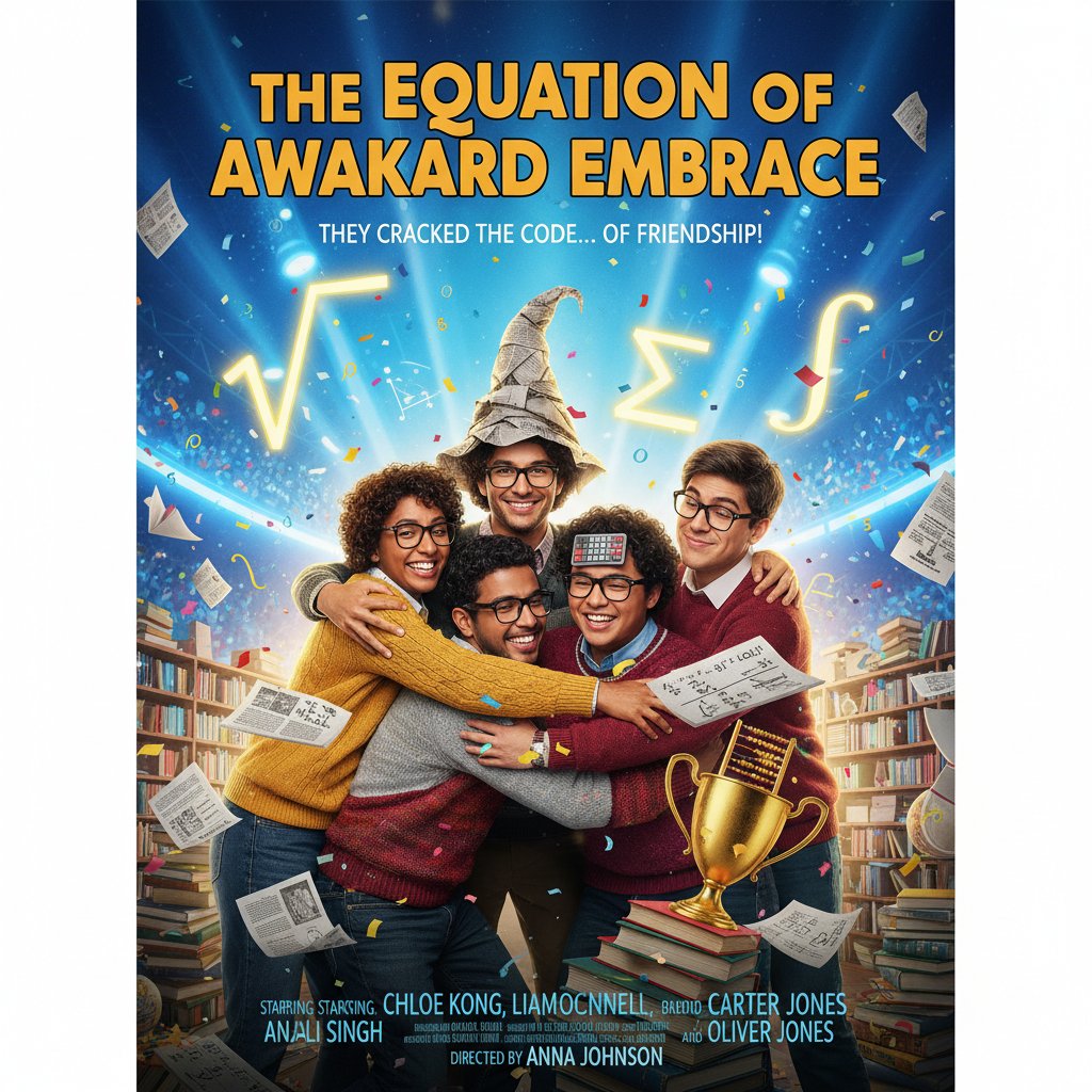 Group hug at the end of a movie math contest