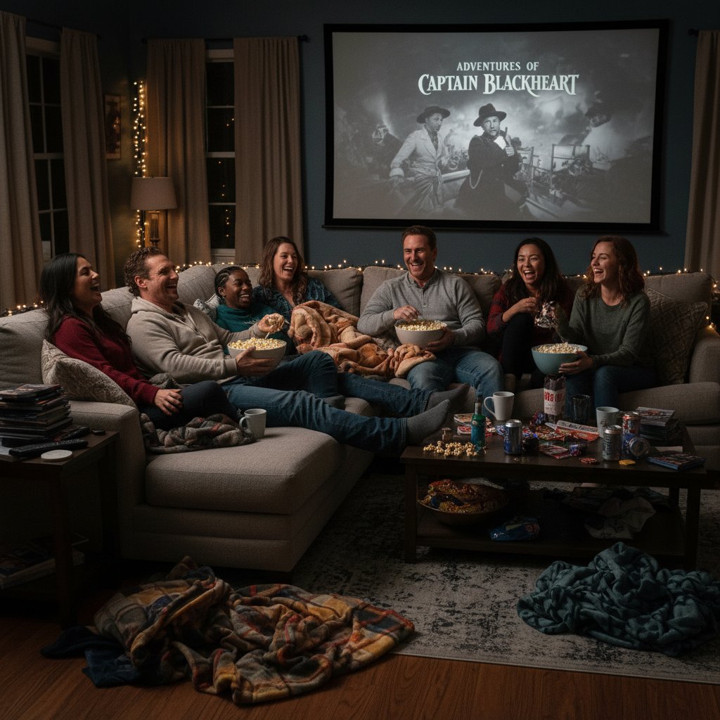 Movie night with friends, Matthew McConaughey marathon, popcorn and laughter