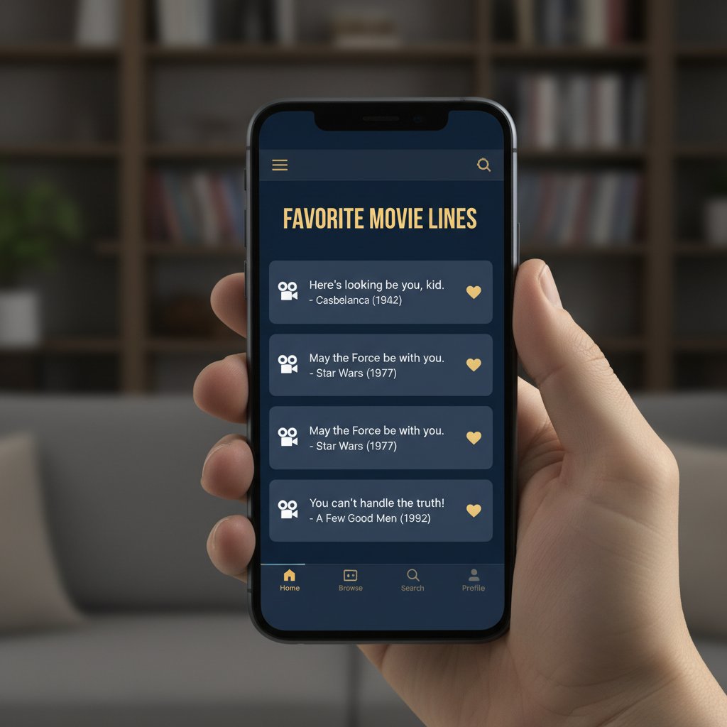 Movie quote app on phone helping user organize favorite lines
