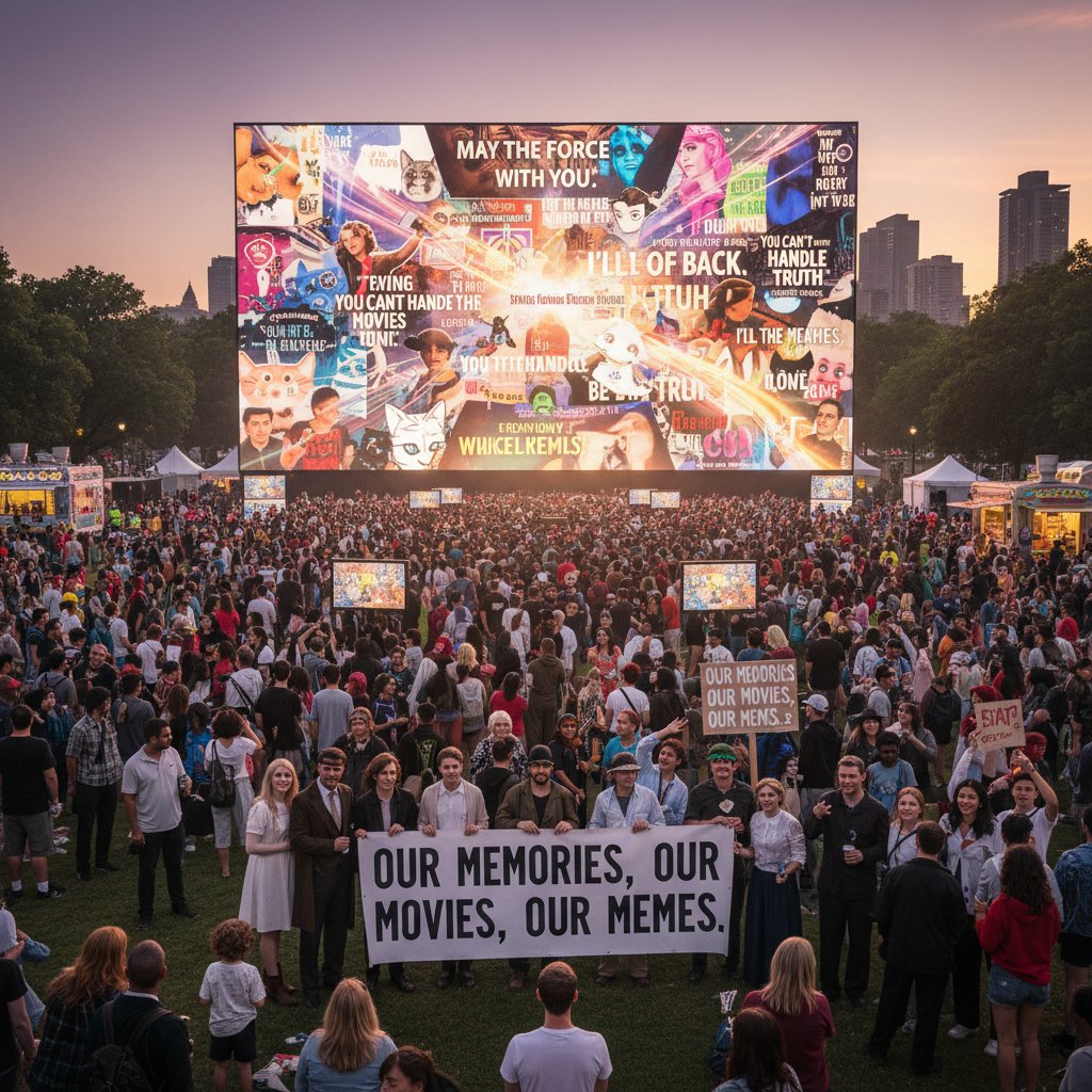 Film fans creating hand-written posters with quotes from sincere movies at a cultural event.