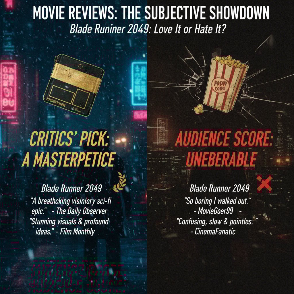 Contrasting movie reviews representing subjective quality