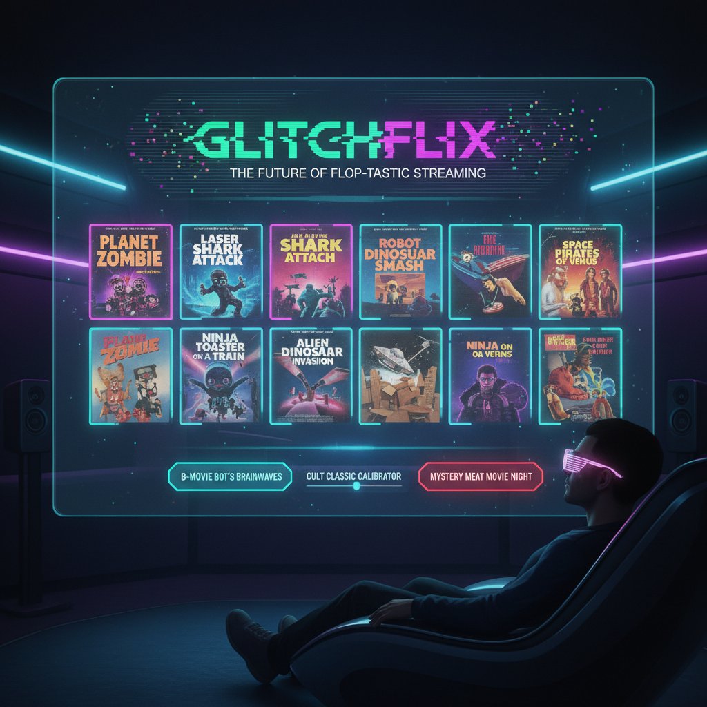 AI-curated movie recommendation interface, movie so bad good movies, futuristic streaming