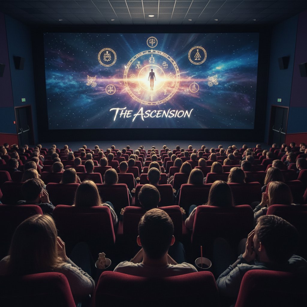 People watching a transformative movie, lost in thought, movie spiritual journey