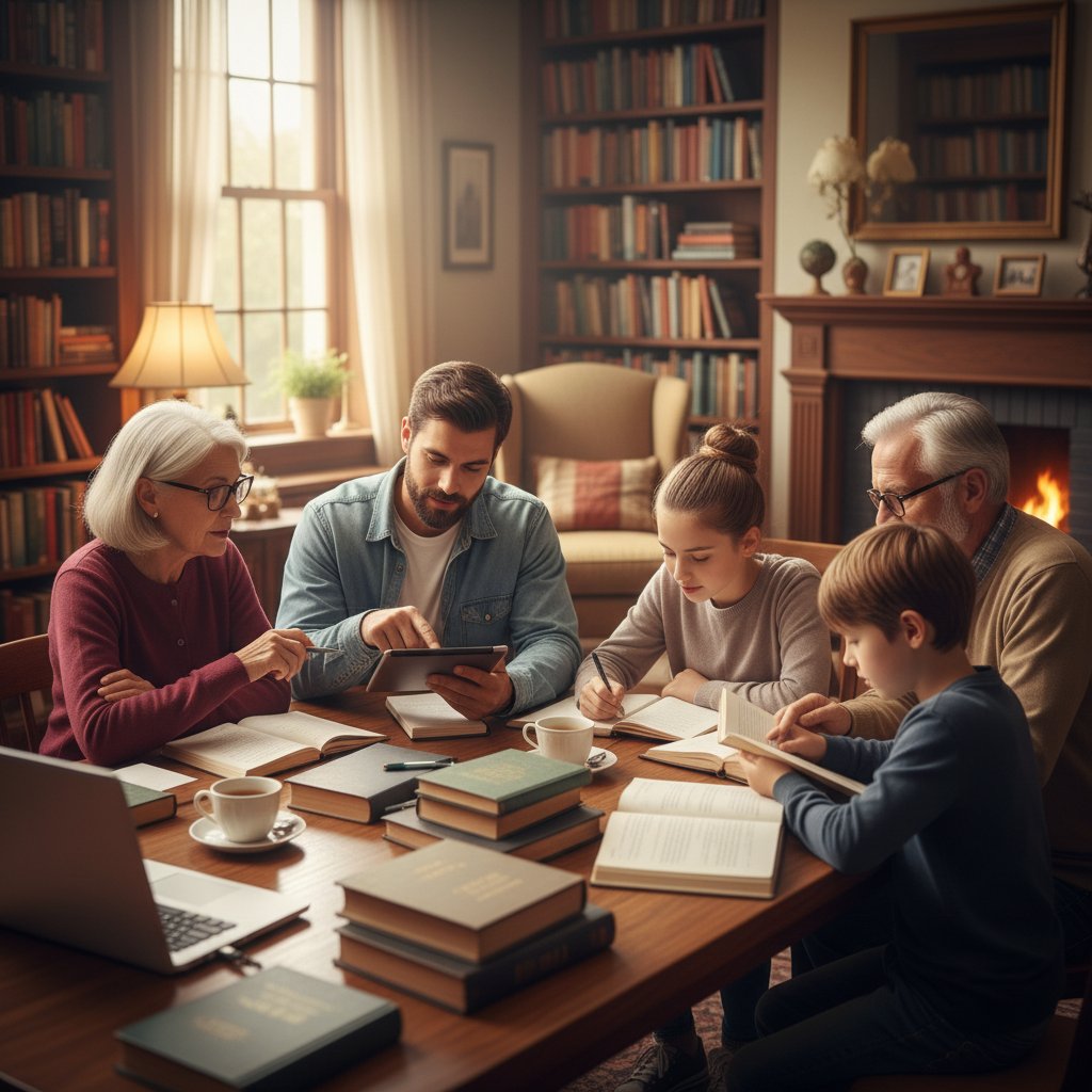 Zdjęcie grupy ludzi uczących się w różnym wieku, od ucznia po dorosłego specjalistę