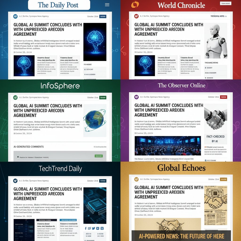 Multiple news websites showing the identical AI-generated article