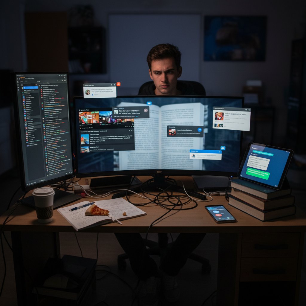 Rozproszenia cyfrowe niszczące skupienie podczas nauki