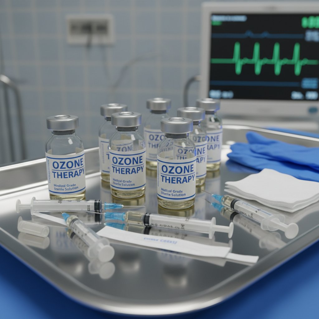 Różne rodzaje zabiegów ozonoterapii na tacy medycznej