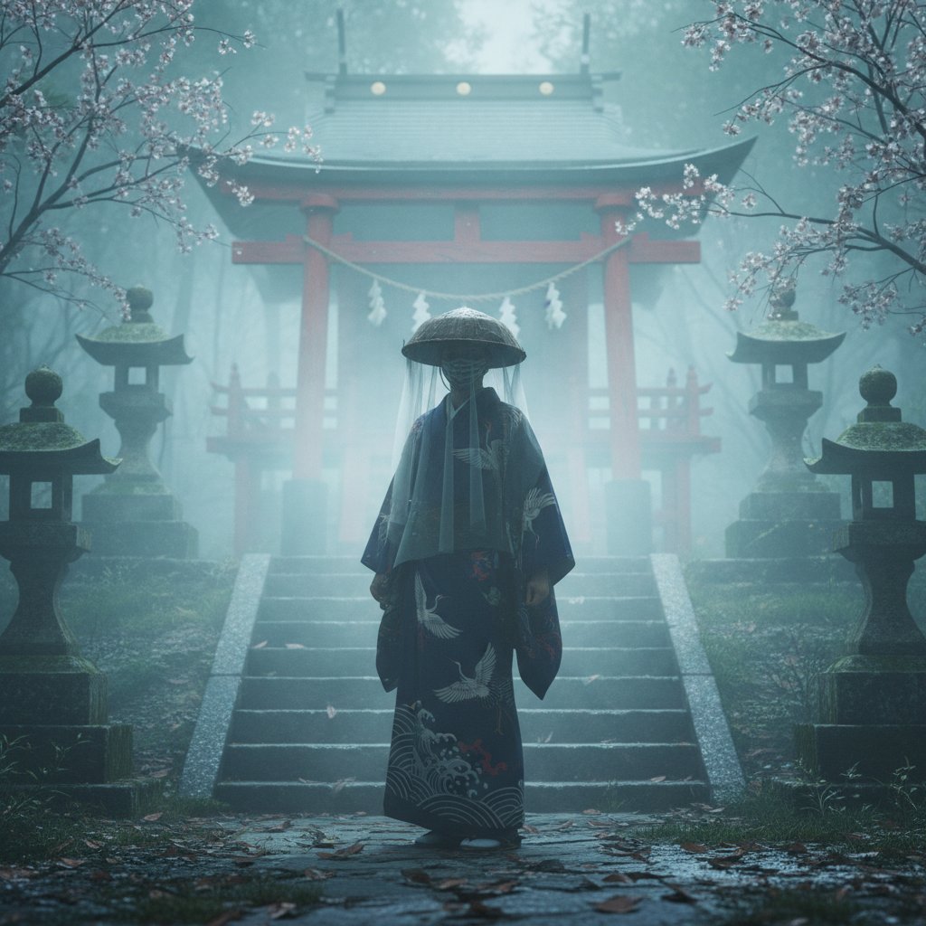 Ethereal spirit at a Japanese shrine