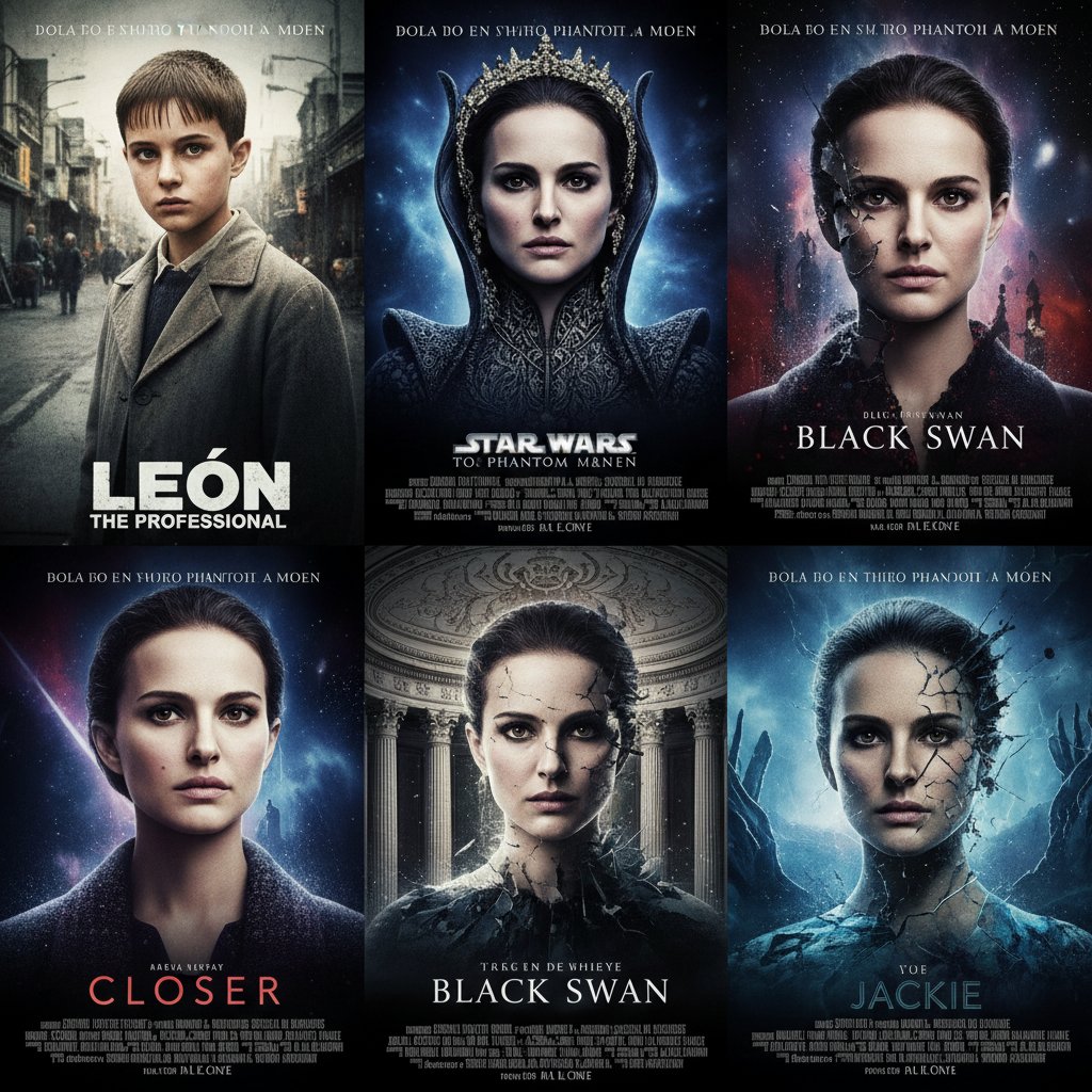Natalie Portman surrounded by her filmography, symbolizing legacy