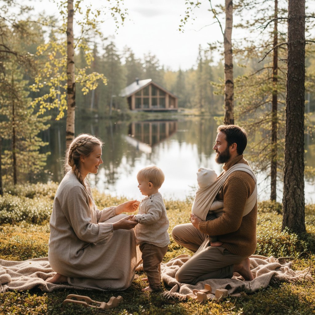 Rodzina na łonie natury, inspiracja skandynawska w polskim mindful parenting