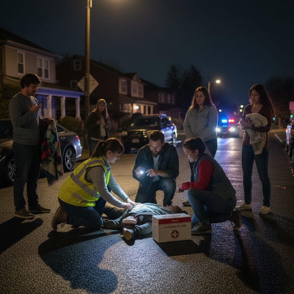 Sąsiedzi udzielający pierwszej pomocy przed przyjazdem służb medycznych