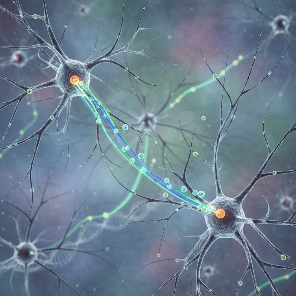 Wizualizacja neuronów z zaznaczonymi ścieżkami BDNF