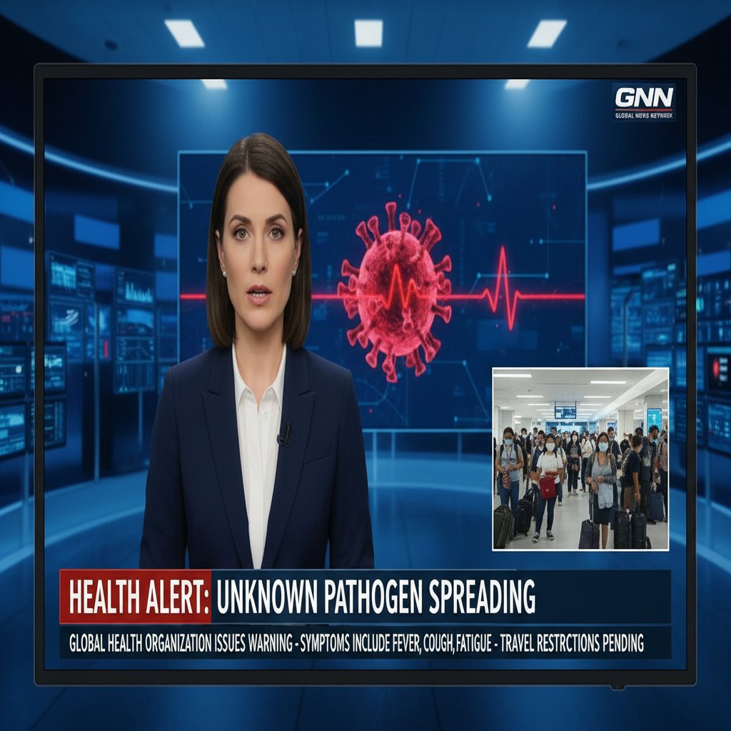 Człowiek oglądający wiadomości z doniesieniami o lekach na grypę, atmosfera niepokoju