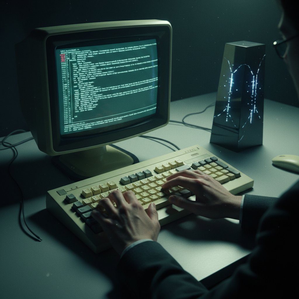 Ręce urzędnika przy komputerze i nowoczesnym AI w biurze