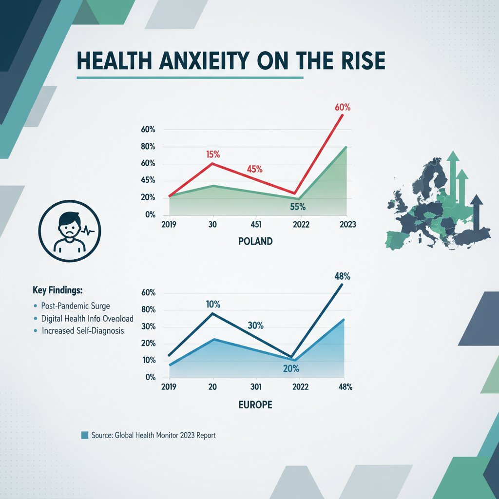 Infografika wzrostu lęku o zdrowie w Polsce i Europie – trendy, dane i porównania