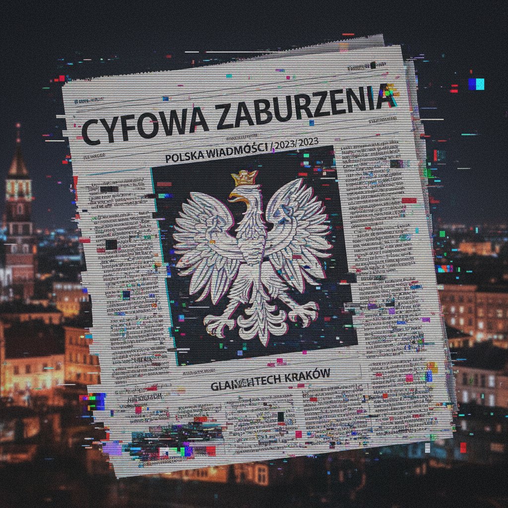 Gazeta papierowa z cyfrowym zakłóceniem – symbol fake newsów w alternatywie dla tradycyjnych gazet