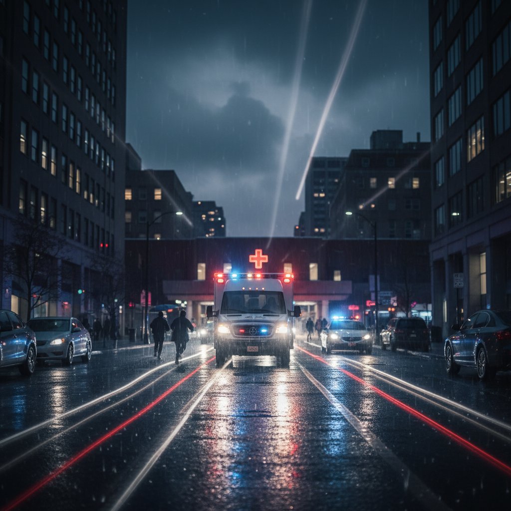 Karetka nocą – symbol szybkiej interwencji medycznej