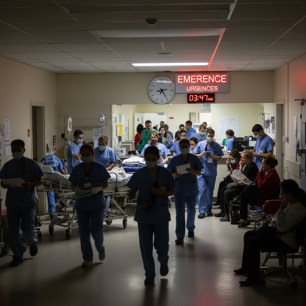 Nocny dyżur na SOR-ze, zespół medyczny w napięciu przygotowuje intubację