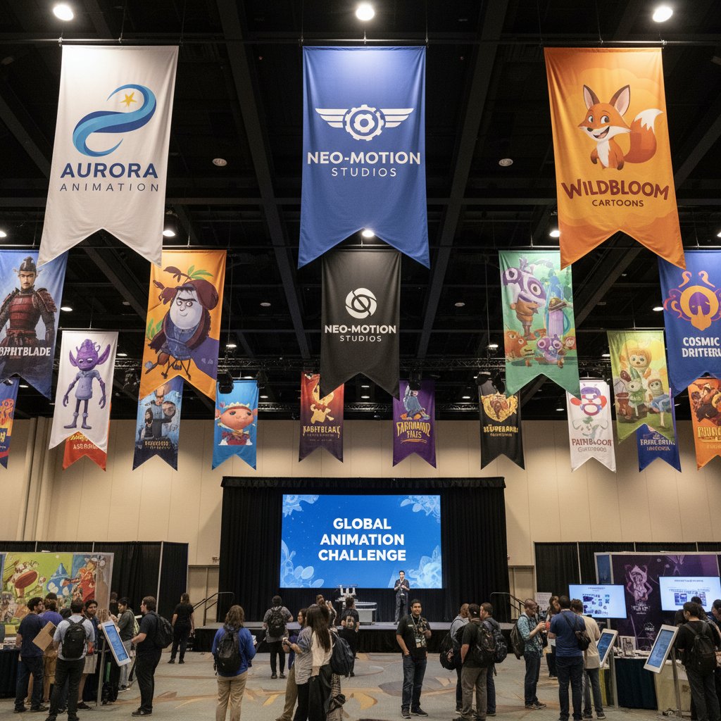 Collage of non-Disney animated movie characters under different studio banners.