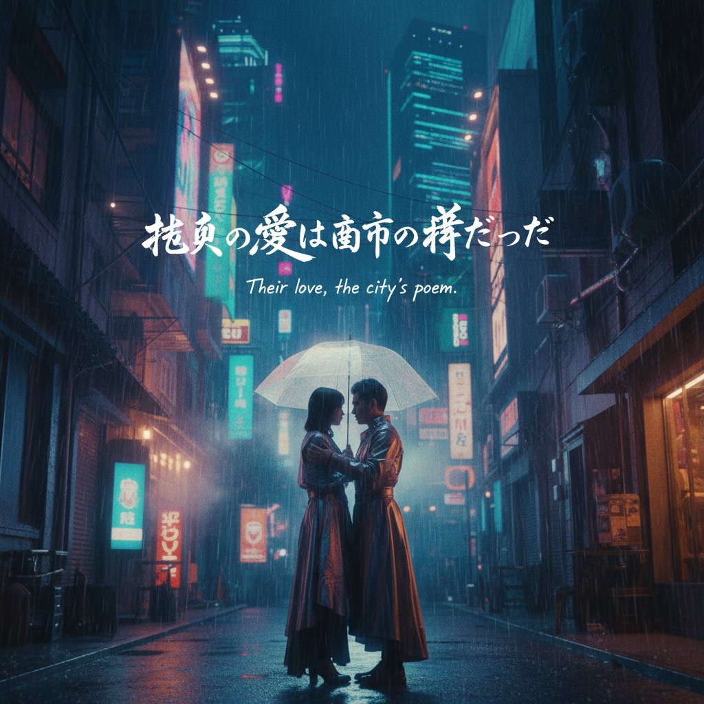 Close-up of a non-English film scene with artistic subtitles overlay, stylish, 16:9