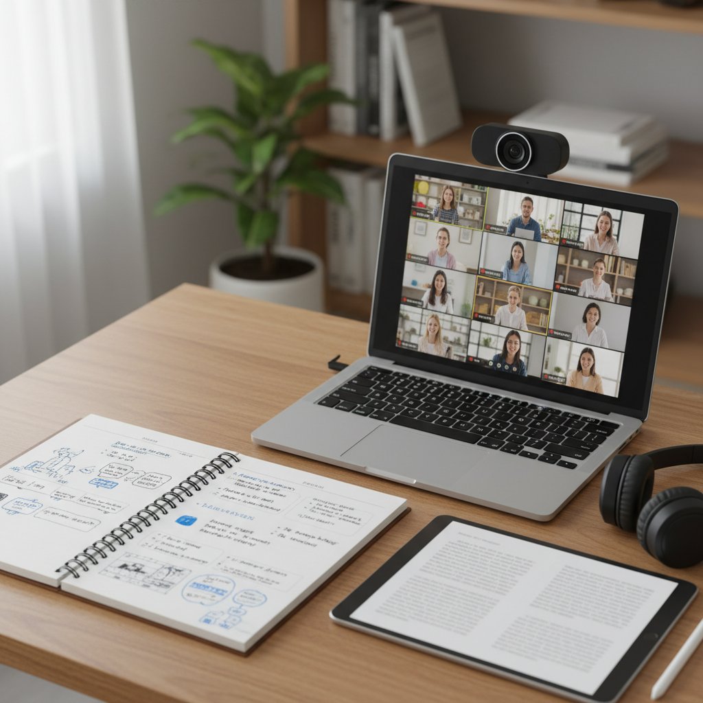 Notatnik i kamera internetowa – narzędzia korepetycji online, nowoczesna edukacja
